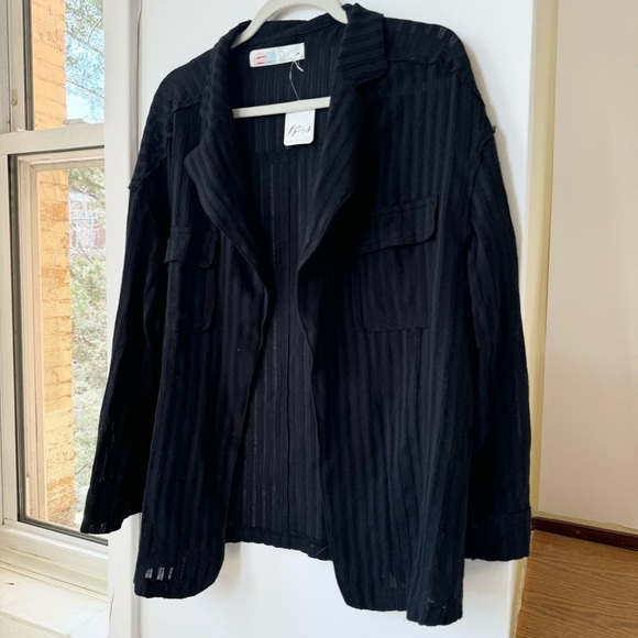 NWT Free People Beach Two Piece Summer Shorts Set Jacket Shirt Black Small - Picture 10 of 10